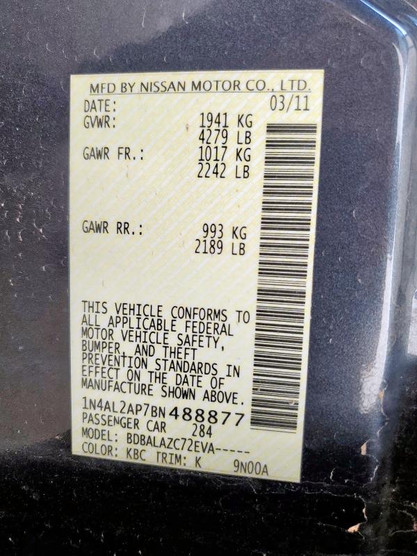 1N4AL2AP7BN488877 - 2011 NISSAN ALTIMA BASE Boz foto 12