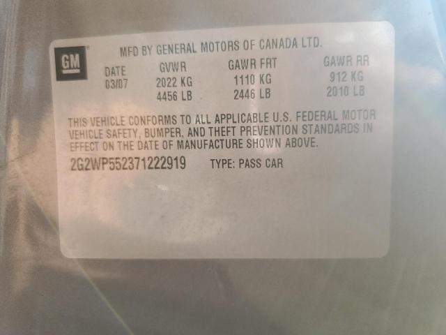 2G2WP552371222919 - 2007 PONTIAC GRAND PRIX 银色 照片 12