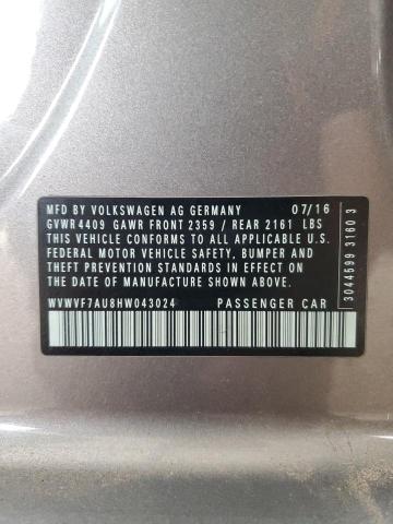 WVWVF7AU8HW043024 - 2017 VOLKSWAGEN GOLF R رمادي صورة 13