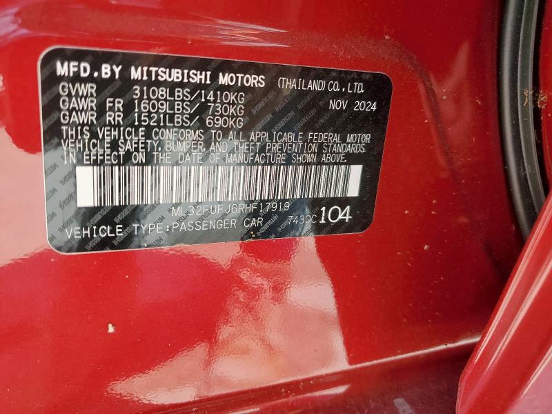 ML32FUFJ6RHF17919 - 2024 MITSUBISHI MIRAGE G4 ES 红色 照片 12