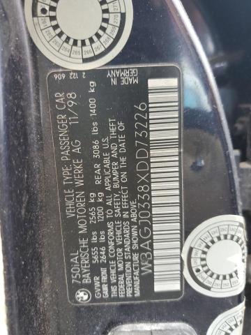 WBAGJ0338XDD73226 - 1999 BMW 750 IL BLUE photo 12