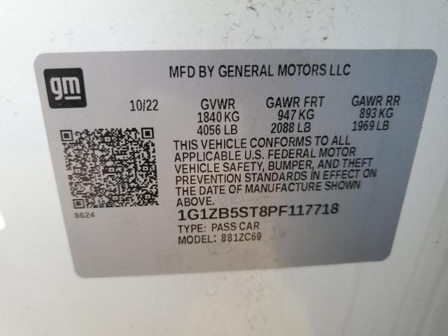 1G1ZB5ST8PF117718 - 2023 CHEVROLET MALIBU LS Ақ фото 12