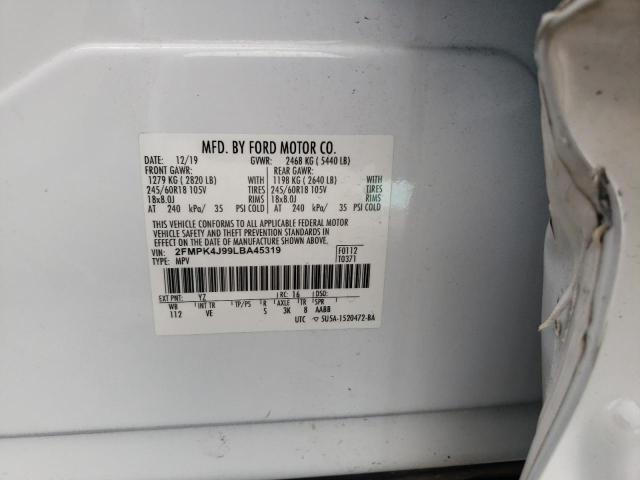 2FMPK4J99LBA45319 - 2020 FORD EDGE SEL WHITE photo 13