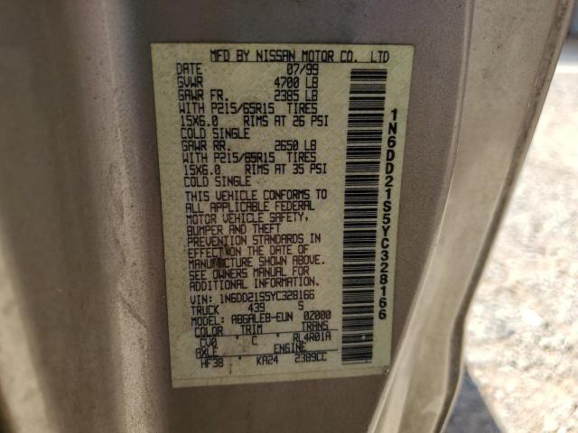 1N6DD21S5YC328166 - 2000 NISSAN FRONTIER XE BEIGE photo 12