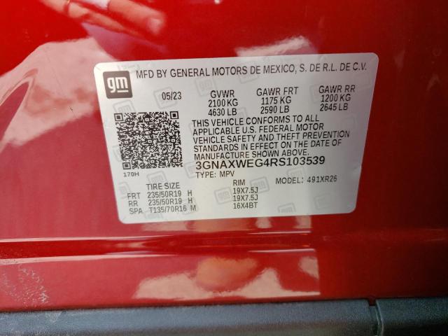 3GNAXWEG4RS103539 - 2024 CHEVROLET EQUINOX RS RED photo 13