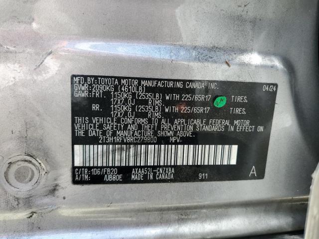 2T3H1RFV8RC279800 - 2024 TOYOTA RAV4 LE SILVER photo 12