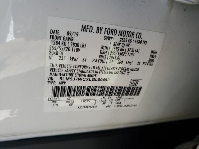 5LM5J7WCXLGL09492 - 2020 LINCOLN AVIATOR RESERVE WHITE photo 13