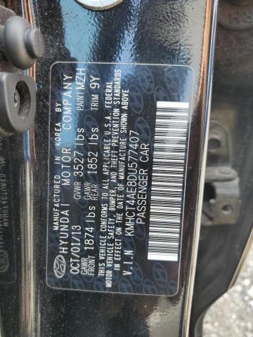 KMHCT4AE8DU577407 - 2013 HYUNDAI ACCENT GLS BLACK photo 12