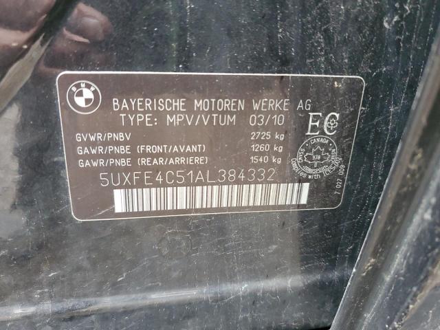 5UXFE4C51AL384332 - 2010 BMW X5 XDRIVE30I BLACK photo 13
