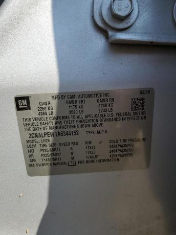 2CNALPEW1A6344152 - 2010 CHEVROLET EQUINOX LT SILVER photo 12