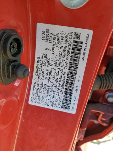 2HGFC2F86MH518479 - 2021 HONDA CIVIC SPORT წითელი ფოტო 12