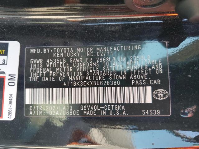 4T1BK3EKXBU628380 - 2011 TOYOTA CAMRY SE 黑色 照片 12