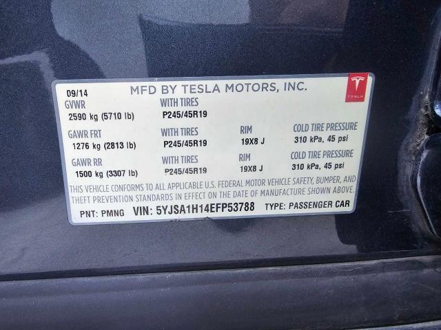 5YJSA1H14EFP53788 - 2014 TESLA MODEL S GRAY photo 10