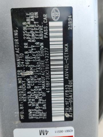 4T1BF3EK7BU143277 - 2011 TOYOTA CAMRY BASE ვერცხლისფერი ფოტო 12