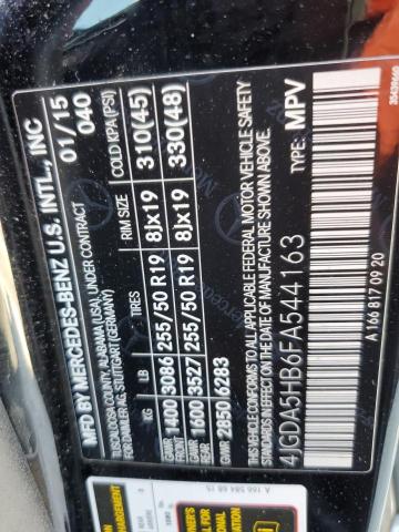 4JGDA5HB6FA544163 - 2015 MERCEDES-BENZ ML 350 4MATIC BLACK photo 10