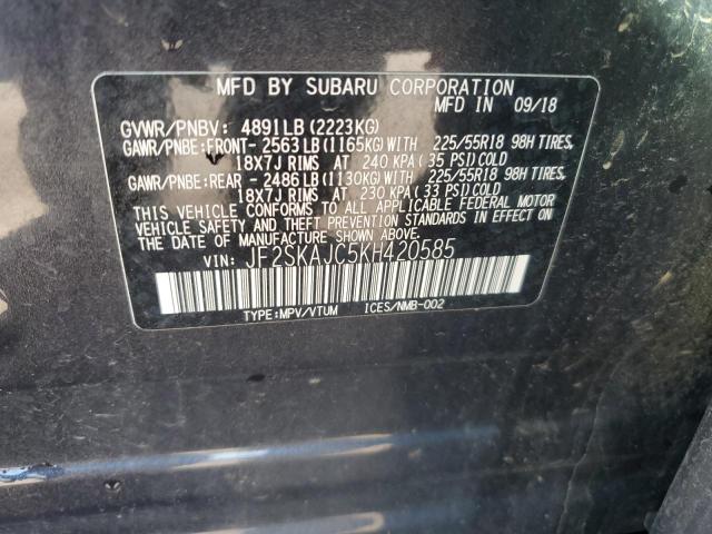 JF2SKAJC5KH420585 - 2019 SUBARU FORESTER SPORT BLACK photo 12