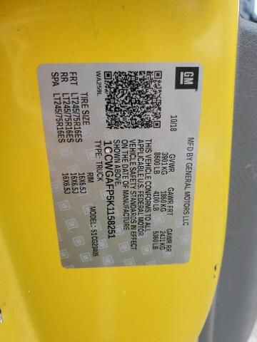 1GCWGAFP5K1158251 - 2019 CHEVROLET EXPRESS G2 Դեղին լուսանկար 14