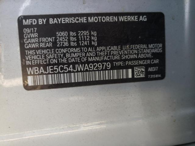 WBAJE5C54JWA92979 - 2018 BMW 540 I SILVER photo 12