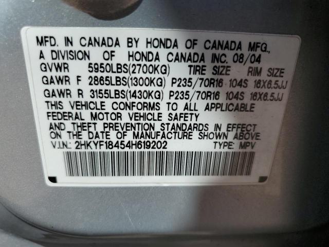 2HKYF18454H619202 - 2004 HONDA PILOT EX SILVER photo 13