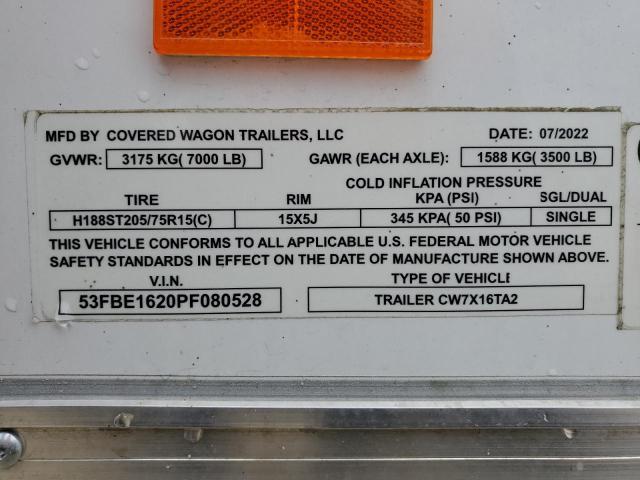 53FBE1620PF080528 - 2023 COVE CARGO TRAI WHITE photo 10