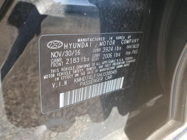 KMHD74LF5HU338045 - 2017 HYUNDAI ELANTRA SE BLACK photo 12