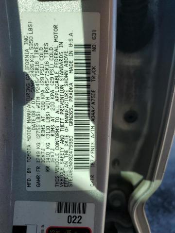 5TEJU62NX8Z475980 - 2008 TOYOTA TACOMA DOUBLE CAB PRERUNNER SILVER photo 13