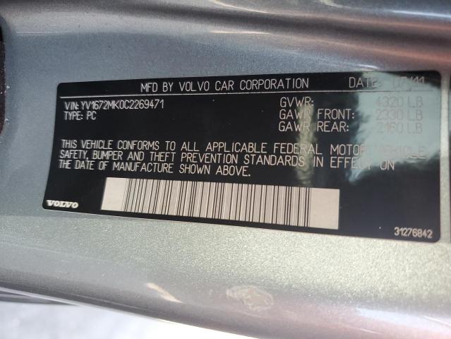 YV1672MK0C2269471 - 2012 VOLVO C30 T5 SILVER photo 12