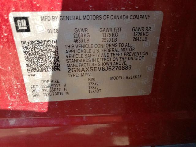 2GNAXSEV6J6276683 - 2018 CHEVROLET EQUINOX LT 红色 照片 13