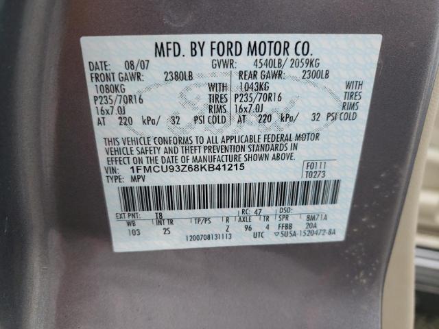 1FMCU93Z68KB41215 - 2008 FORD ESCAPE XLT GRAY photo 13