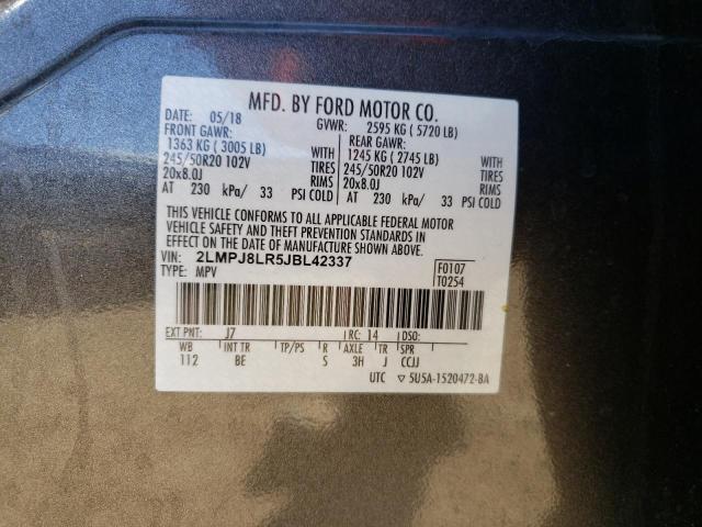 2LMPJ8LR5JBL42337 - 2018 LINCOLN MKX RESERVE Սև լուսանկար 13