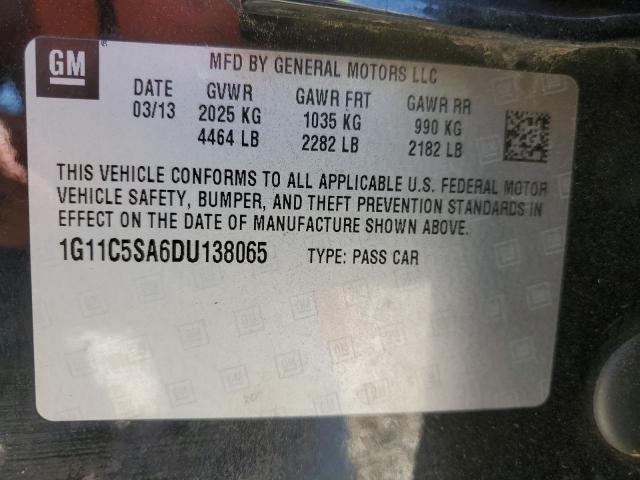 1G11C5SA6DU138065 - 2013 CHEVROLET MALIBU 1LT BLACK photo 13