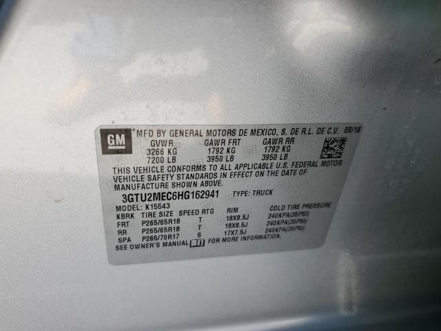 3GTU2MEC6HG162941 - 2017 GMC SIERRA K1500 SLE GRAY photo 12