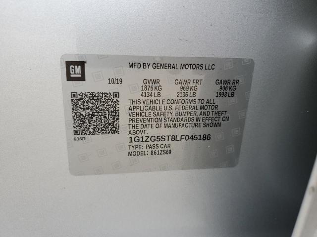 1G1ZG5ST8LF045186 - 2020 CHEVROLET MALIBU RS 银色 照片 12