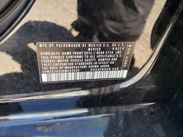 3VW2K7AJ3DM292522 - 2013 VOLKSWAGEN JETTA BASE 黑色 照片 12