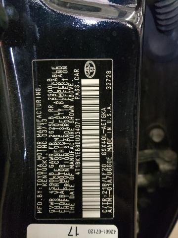 4T1BK1EB8DU034071 - 2013 TOYOTA AVALON BASE 黑色 照片 12