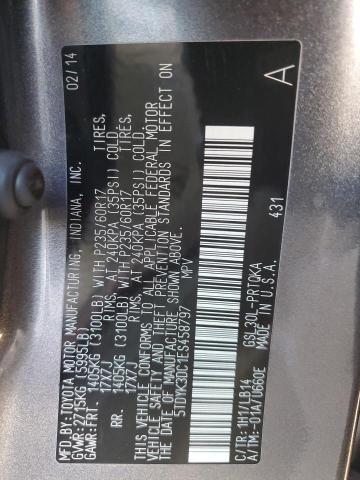 5TDYK3DC1ES458797 - 2014 TOYOTA SIENNA XLE SILVER photo 14