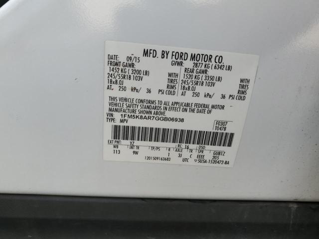 1FM5K8AR7GGB06938 - 2016 FORD EXPLORER POLICE INTERCEPTOR 白色 照片 12