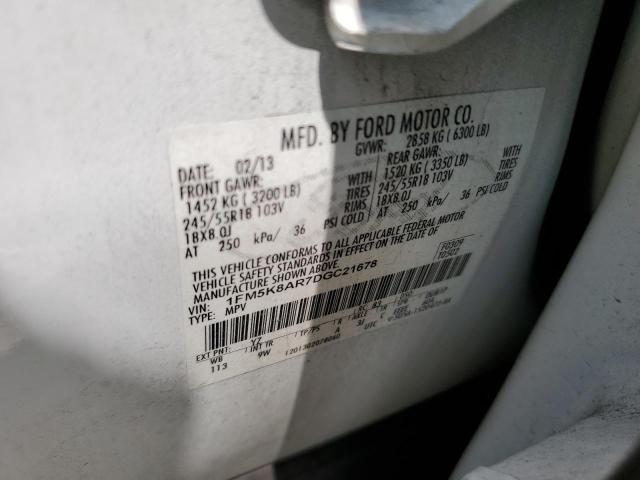 1FM5K8AR7DGC21678 - 2013 FORD EXPLORER POLICE INTERCEPTOR 白色 照片 13