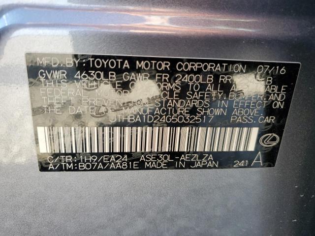 JTHBA1D24G5032517 - 2016 LEXUS IS 200T CHARCOAL photo 13