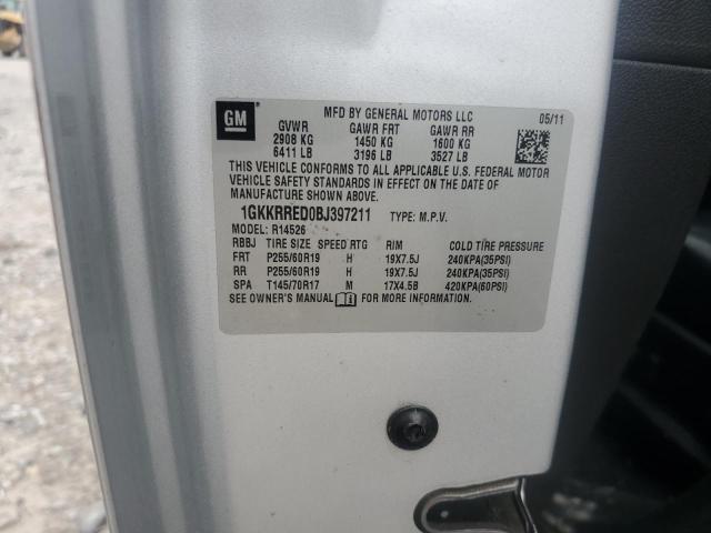 1GKKRRED0BJ397211 - 2011 GMC ACADIA SLT-1 银色 照片 13