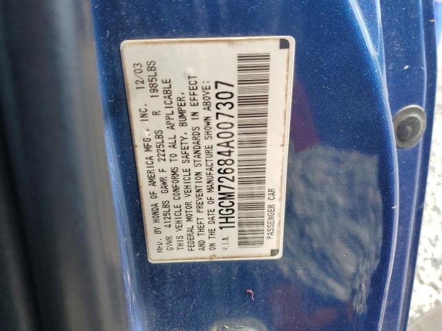 1HGCM72684A007307 - 2004 HONDA ACCORD EX ლურჯი ფოტო 13