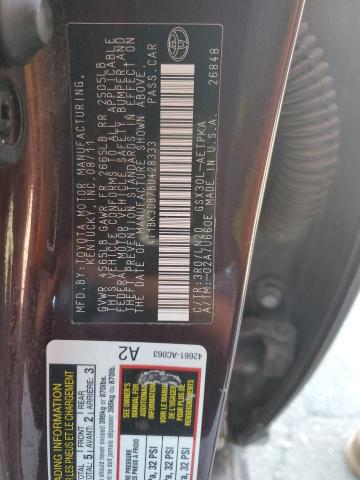 4T1BK3DB7BU428333 - 2011 TOYOTA AVALON BASE 栗色 照片 12