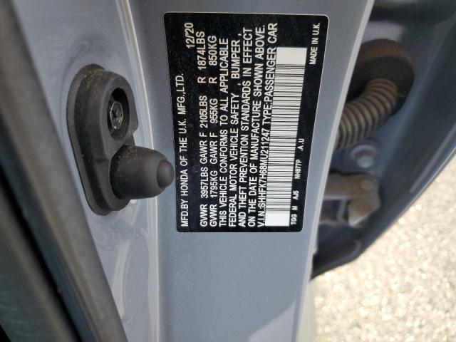 SHHFK7H68MU211247 - 2021 HONDA CIVIC EX BLUE photo 12