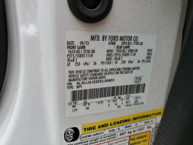 5LMJJ2J52EEL00603 - 2014 LINCOLN NAVIGATOR თეთრი ფოტო 13