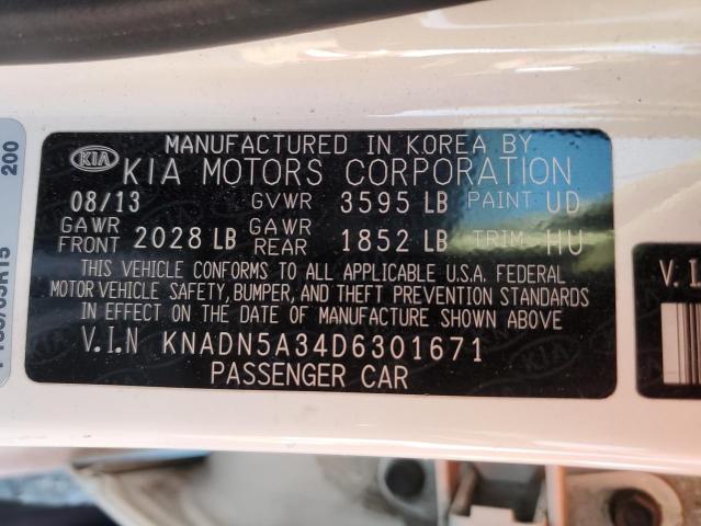 KNADN5A34D6301671 - 2013 KIA RIO EX WHITE photo 12