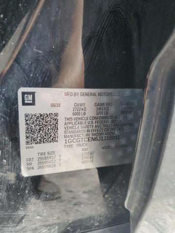 1GCGTCEN6J1316011 - 2018 CHEVROLET COLORADO LT BLACK photo 13