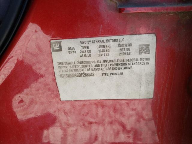 1G11H5SA0DF268042 - 2013 CHEVROLET MALIBU LTZ 红色 照片 12