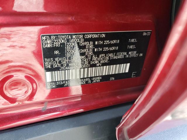 JTEAAAAH2NJ108001 - 2022 TOYOTA VENZA LE Qırmızı foto 13