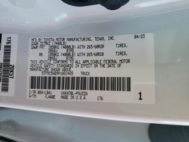 5TFMC5AB9PX002465 - 2023 TOYOTA TUNDRA CREWMAX PLATINUM Weiß Foto 12