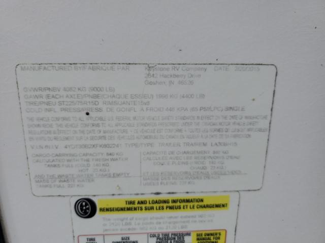 4YDT30B2XFK602241 - 2015 KEYSTONE LAREDO WHITE photo 10